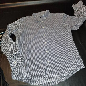 Chaps Mens Blue White Gingham Long Sleeve Button Down‎ Shirt XL